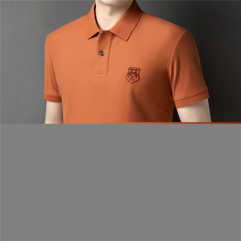 夏季纯棉POLO衫翻领短袖T恤纯色徽章体恤衫休闲商务高端男装,男装T恤,钱塘6003（原4033）