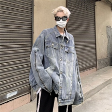 复古牛仔外套男士春秋季宽松设计感小众拉链百搭夹克上衣JK8609，男装夹克，星座1116A-1（原606A）