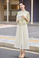 /新中式天丝套装女夏季新款国风汉服禅意茶服穿搭两件套，商品下架区，韩然一族