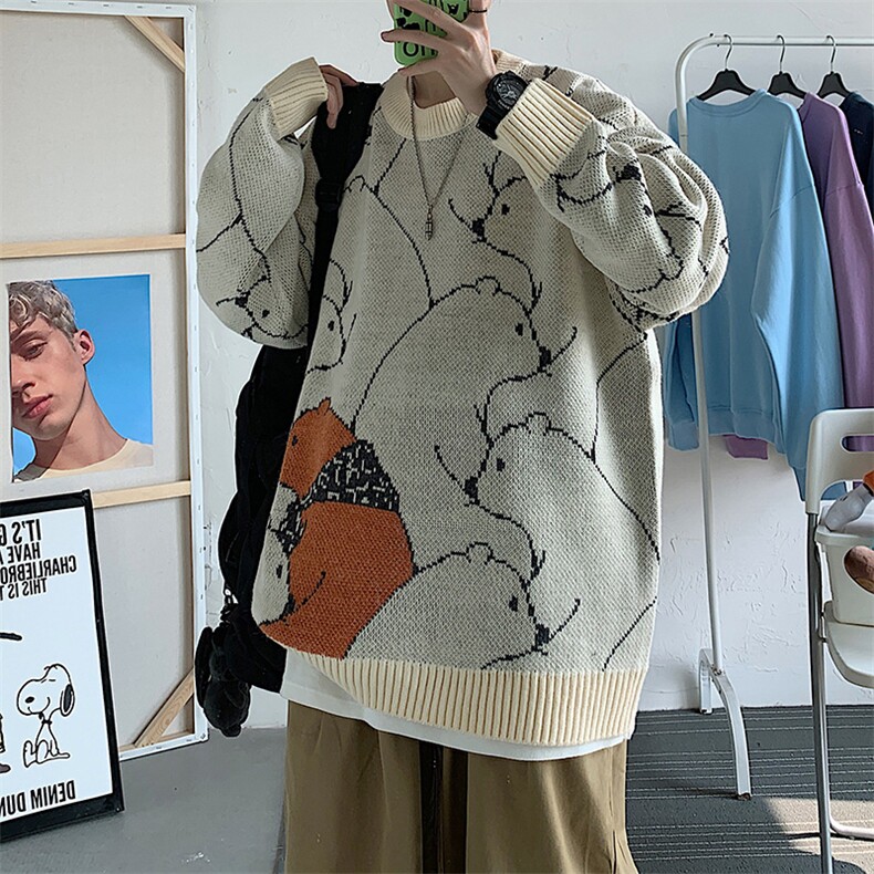 毛衣男2024秋冬新款趣味图案情侣针织衫A090xj245-P95控118,男装针织衫/毛衣,电商A089-1