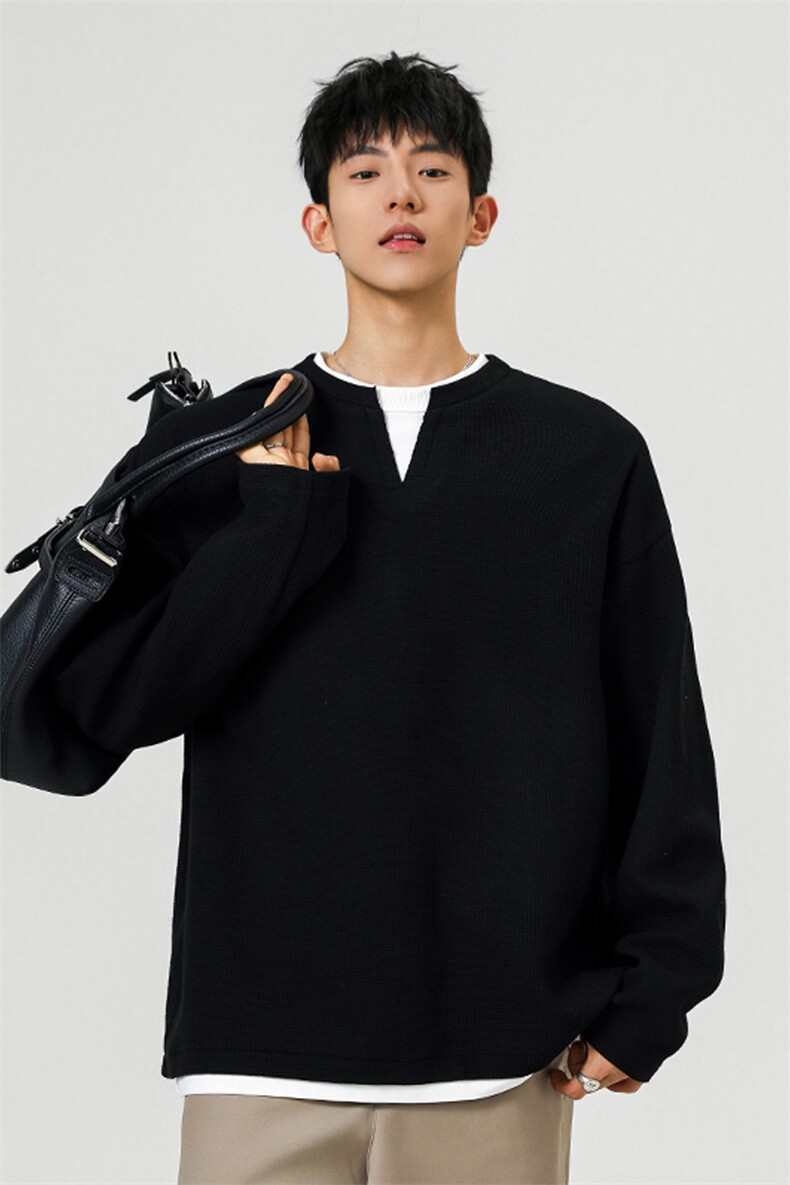 2026春季新款无影墙大码华夫格假两件T恤M-5XHT25764-特P19,男装T恤,电商A022