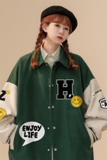 中性风22秋季新款趣味图案印花翻领棒球服夹克G606P85控108，男装夹克，A247A