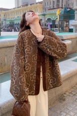 25初冬新品已升级加棉皮毛一体拼色保温外套6527-P165-K268，女装短外套，2C317