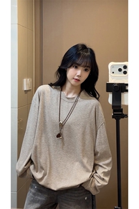 韩系随性复古百搭上衣轻盈感舒适柔软时尚长袖T恤HY898TP28控49图片