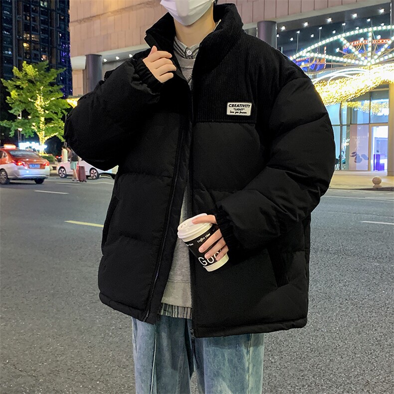 冬季青少年灯芯绒立领拼接外套休闲百搭面包服棉服5302-P78,男装棉衣,电商B306