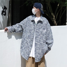 美式小香风刺绣编织外套男春秋季宽松复古千鸟格衬衣夹克W9278，男装夹克，星座1116A-1（原606A）