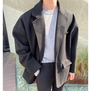 短款毛呢大衣男款秋冬翻领休闲西装外套韩系高级感英伦风风衣,男装西服套装,星座903-1