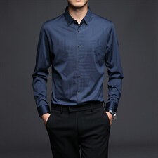 2023秋季新款长袖男士衬衫中年衬衣服爸爸装中老年人宽松休闲上衣，男装衬衫，电商B212（原钱塘6029）