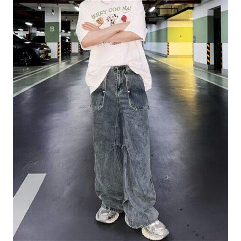 阔腿牛仔裤男女春秋季直筒宽松小众设计感小个子复古N1125,男装牛仔裤,星座1116A（原606A-3）