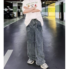 阔腿牛仔裤男女春秋季直筒宽松小众设计感小个子复古N1125，男装牛仔裤，星座1116A（原606A-3）