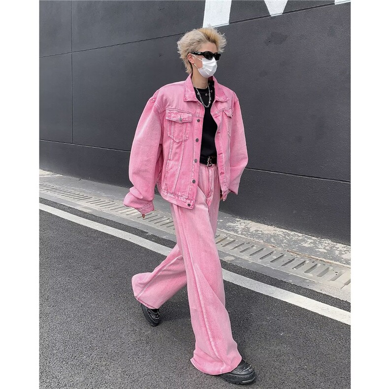 牛仔套装男日系复古水洗高街潮牌痞帅嘻哈hiphop牛仔衣夹克两件套,男装夹克,星座1013