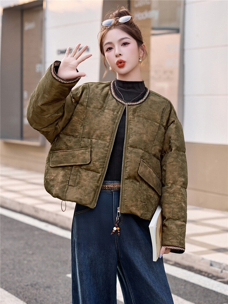 现货主推2025年冬季新款國风羽绒服外套女,女装羽绒服,曼娅璐