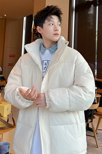 ！2023冬季男士羊羔毛加厚保暖棉衣立领纯色棉服MY100特P65图片