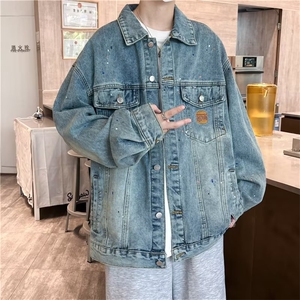 欧美街头复古洗水牛仔夹克男女潮牌宽松情侣休闲百搭夹克JN10-P68图片