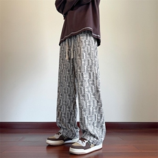 美式潮牌编织纹灯芯绒裤子男女秋宽松阔腿直筒裤SF70P32，男装休闲裤，星座1112-1