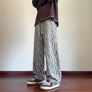 美式潮牌编织纹灯芯绒裤子男女秋宽松阔腿直筒裤 SF70 P32图片