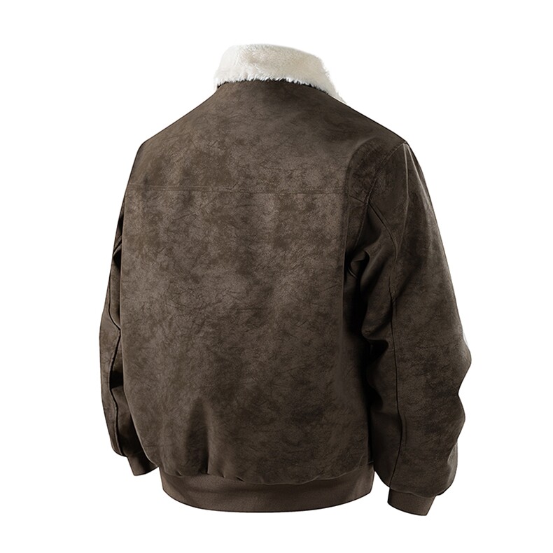现货冬季美拉德毛领雾面PU皮棉服加绒加厚保暖百搭设计款情侣棉衣,男装棉衣,电商A443