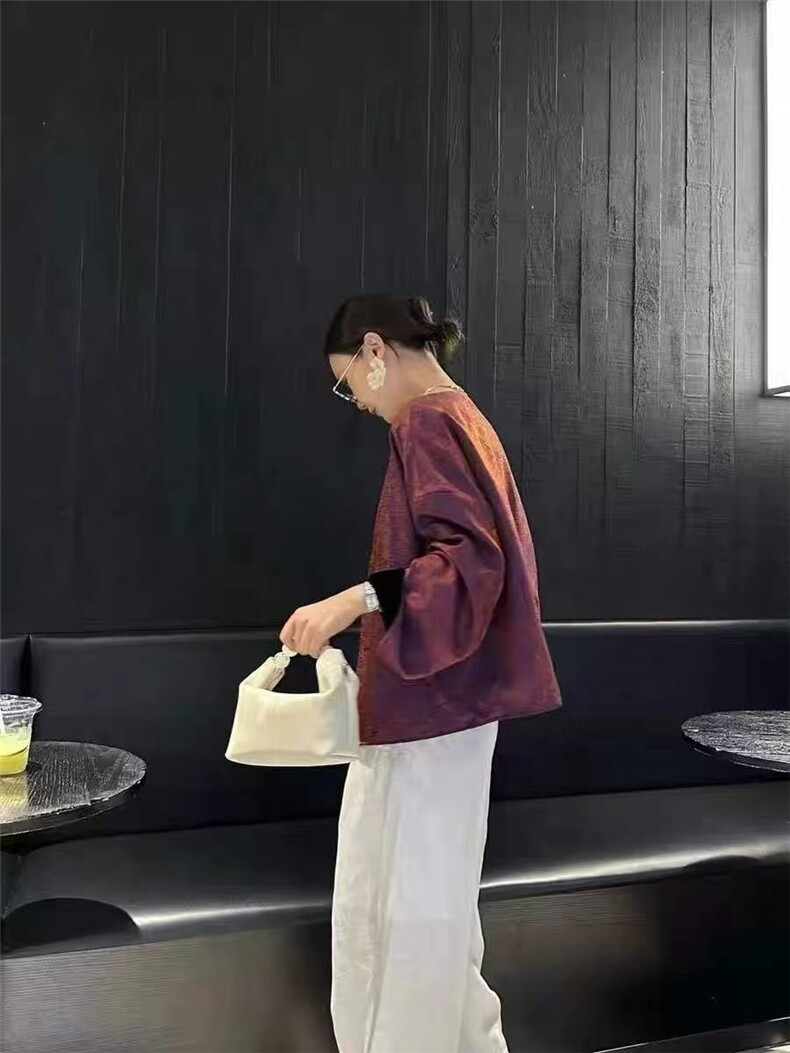 2025舒适百搭复古真丝丝绒外套秋冬新款,女装短外套,湘姗