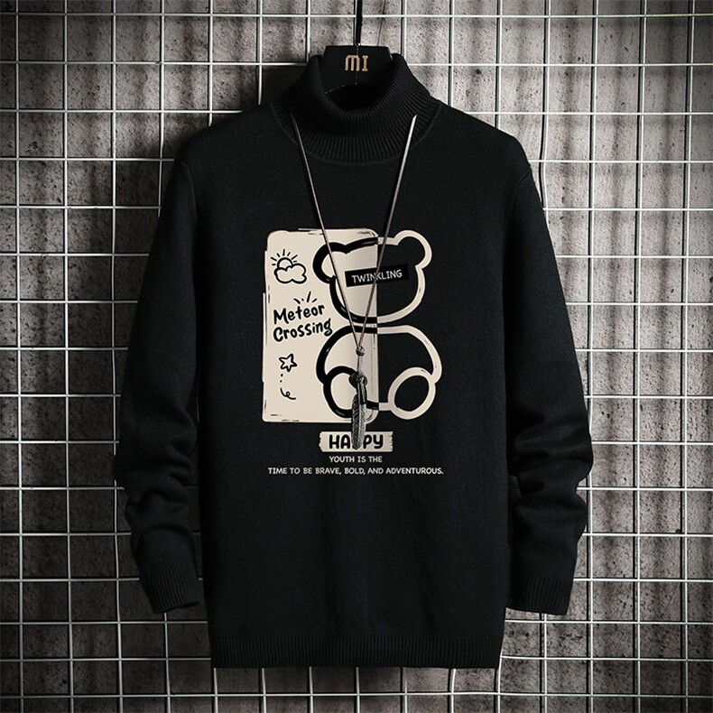 高领毛衣男士大码内搭毛线衣男网格 GM45352-P45 加绒款-P65图片