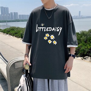 JT55068-P25假两件短袖t恤男大码胖子半袖体恤半截袖港风,男装T恤,电商A040