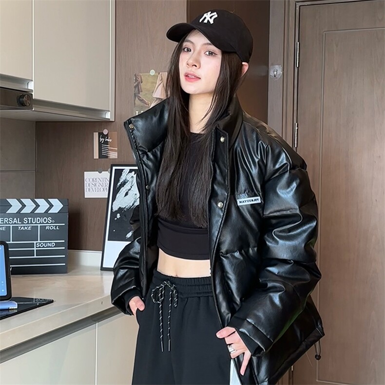 现货中性冬季宽松美式高街PU皮棉衣假两件外套XZ811A-MF120-P135,男装棉衣,星座811A