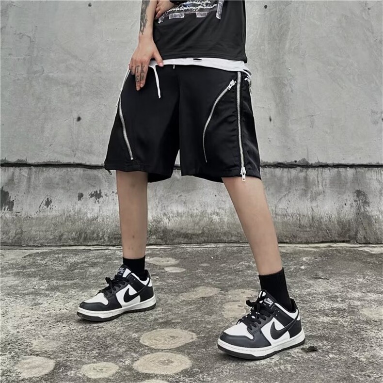 美式高街拉链机能工装短裤男夏季薄款冲锋裤宽松五分裤DK098-P43,男装休闲裤,星座308B-1