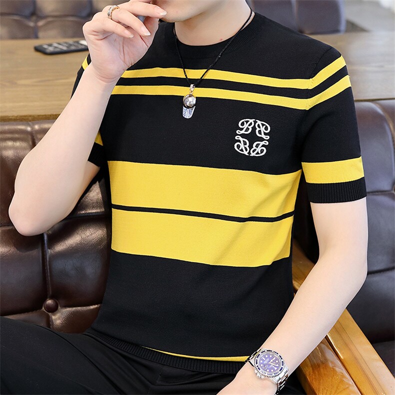 夏季新款中年男士短袖t恤薄款男装时尚休闲修身打底衫上衣服体恤,男装T恤,电商B212（原钱塘6029）
