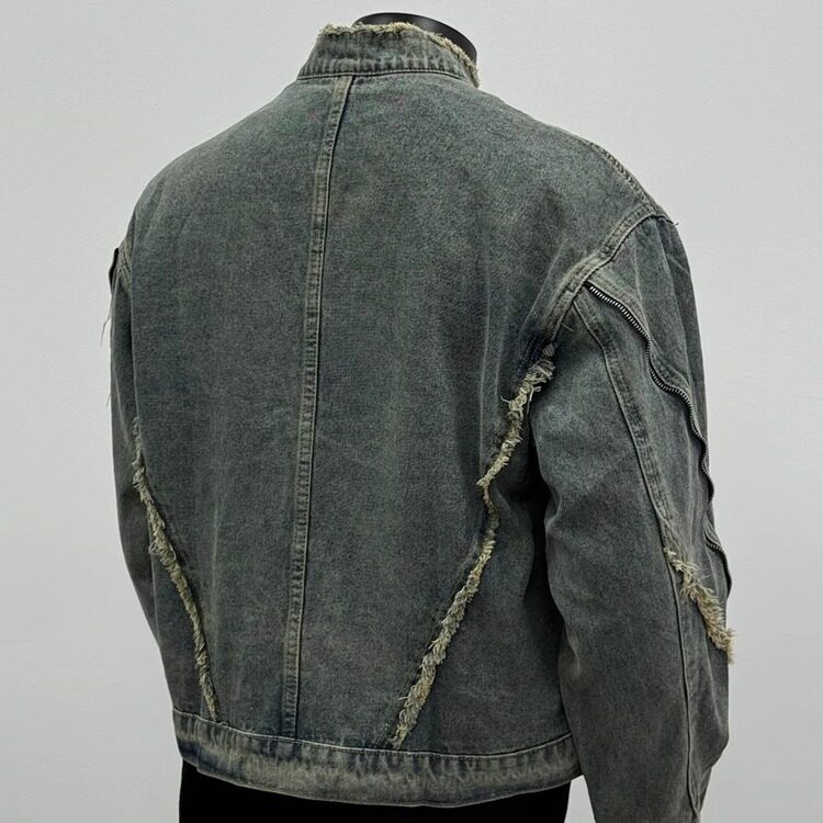 JK8632-P64美式复古解构毛边水洗牛仔外套,男装工装外套,电商B323A