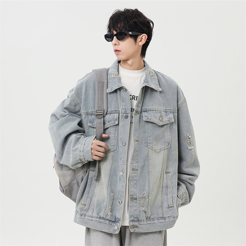 《现货主推》春季破洞牛仔夹克外套GXX03-P80控118,男装夹克,电商C303