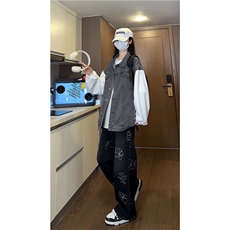 JK3040-P70-控98现货拼接牛仔夹克外套大码，男装夹克，星座116