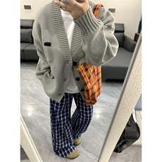 【有货】X814HH-特P50蓝色格子阔腿裤男女美式复古hiphop裤子宽松，男装休闲裤，星座1007（原301D）