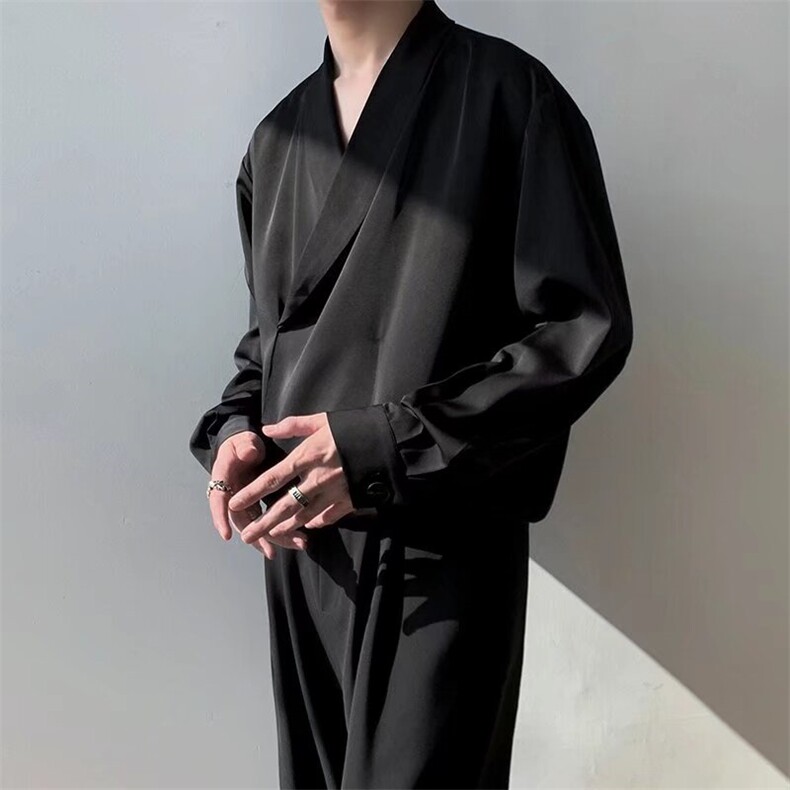 2024年新款衬衫男港风潮流小众设计感宽松痞帅青少年上衣C41/P40,男装衬衫,星座506