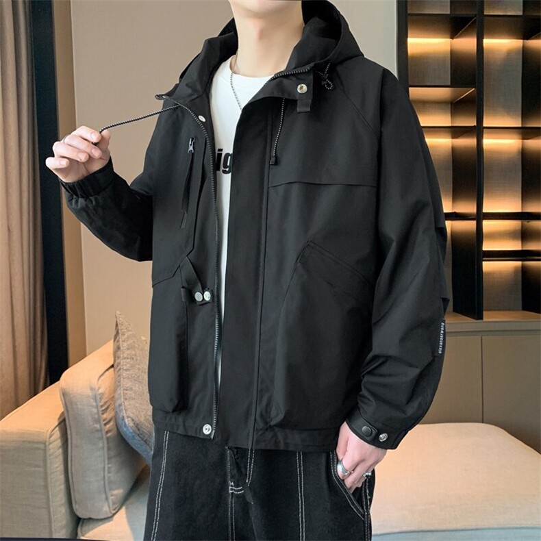 2025春款美式连帽服夹克男港风复古工装外套JK0136-P85,男装夹克,星座308B-2
