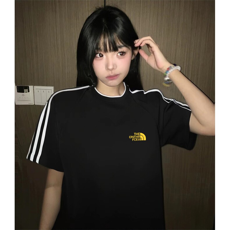 抖音得物高品质二开240克宽松纯棉美式潮牌三条杠织带短袖T恤,男装T恤,电商A486-1