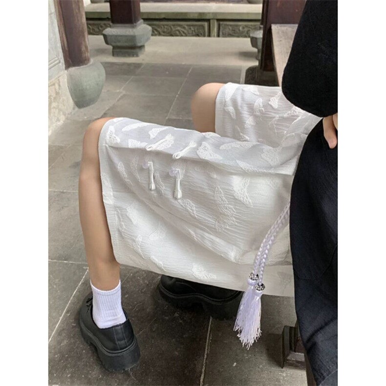 新中式风盘扣宽松直筒短裤男夏季潮牌休闲阔腿五分裤K6543-P31,男装牛仔裤,星座412-3