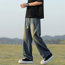 复古宽松美式牛仔裤直筒时尚潮牌男款裤子K760特批-40，男装牛仔裤，星座718-1