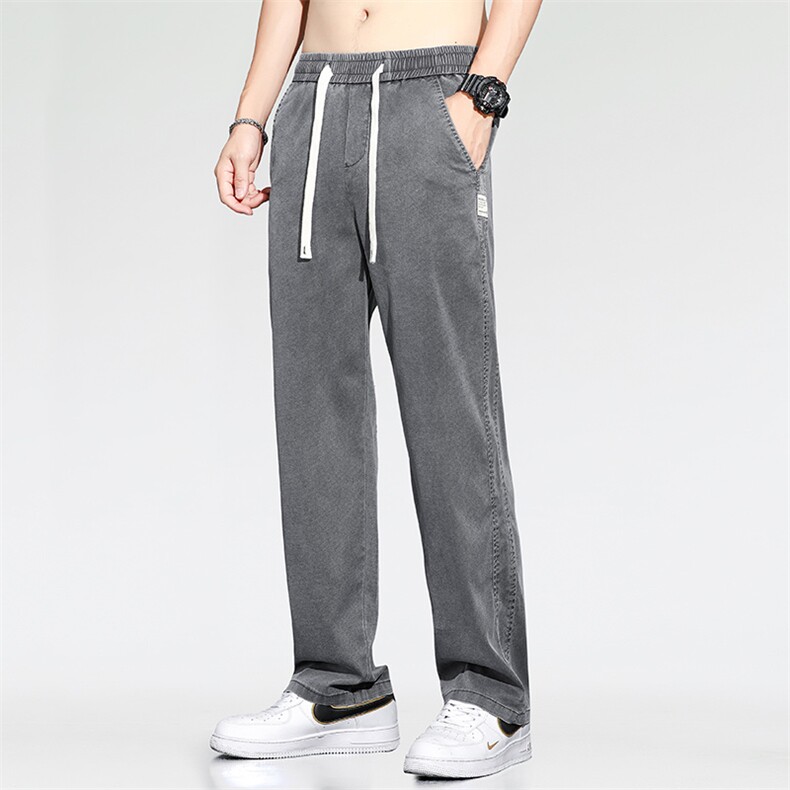 夏季款莱赛尔青少年阔腿裤宽松直筒裤潮流休闲长裤子1048-P45外贸，男装休闲裤，星座224-3