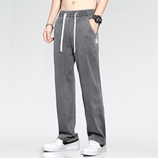 夏季款莱赛尔青少年阔腿裤宽松直筒裤潮流休闲长裤子1048-P45外贸，男装休闲裤，星座224-3