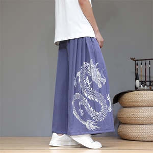 夏季 薄大码风汉服新中式宋裤情侣古风裙裤冰丝阔腿 K259/P85图片