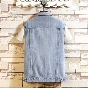 MJ205-48-限价78牛仔大码网格马甲男工装ins无袖坎肩外穿潮牌春，男装工装外套，星座103A