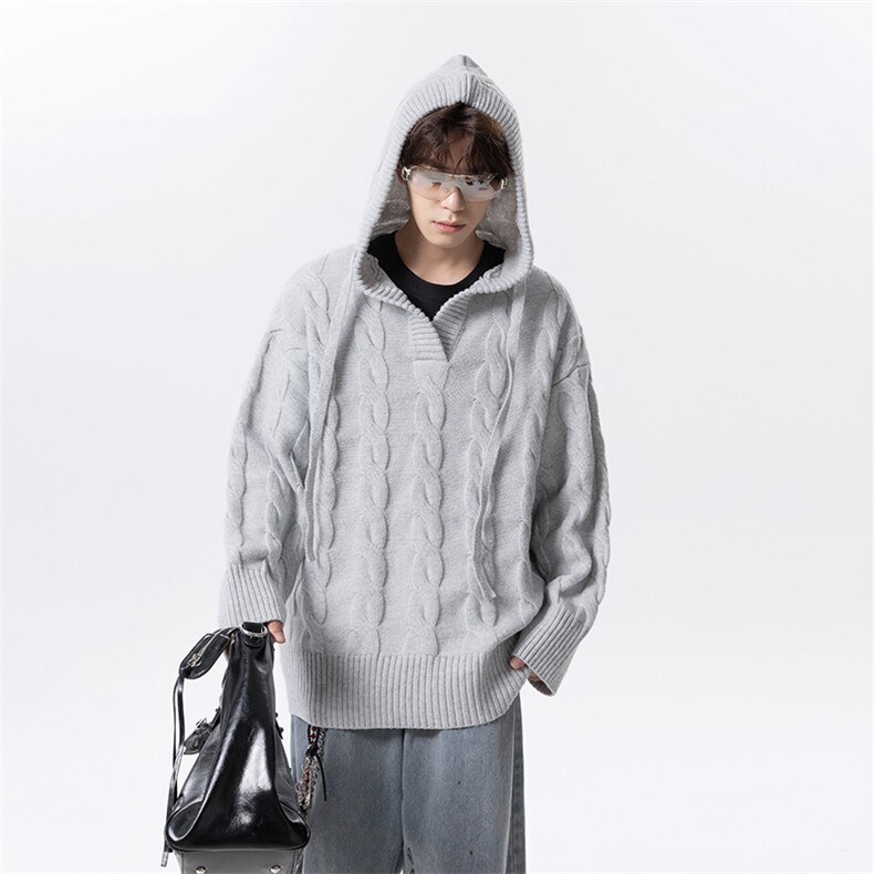 美式针织衫慵懒风连帽毛衣D309B-MY01-P75128,男装针织衫/毛衣,电商D309B