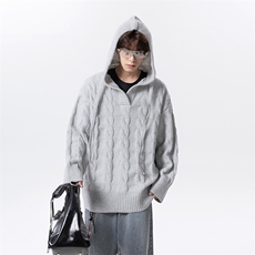 美式针织衫慵懒风连帽毛衣D309B-MY01-P75128，男装针织衫/毛衣，电商D309B