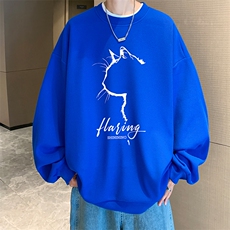 华夫格卫衣圆领卫衣男大码长袖t恤男外套HW76344-P30加绒款-P40，男装卫衣，电商A040