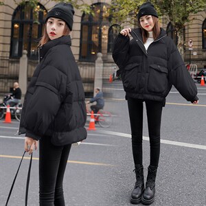 新品冬装2021面包服韩版时尚宽松短款女90%白鸭绒羽绒服外套图片