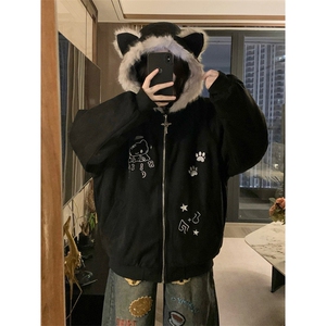 网图 小众设计KT刺绣加厚座山雕毛绒外套男女冬季棉衣外套 P108图片