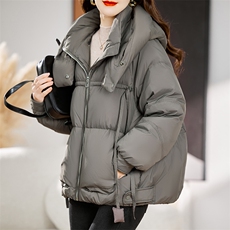 2023冬季新款韩版时尚百搭收腰抽绳加厚连帽羽绒服白鸭绒外套女，女装羽绒服，辉之琳