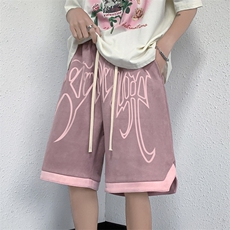 麂皮绒休闲短裤男抽象印花抽绳五分裤子B239-1508-P43控价59，男装休闲裤，星座514-2(原B239)
