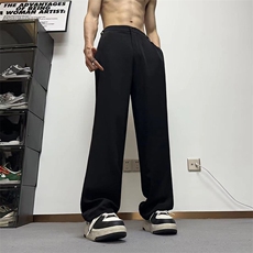 复古港风直筒西装裤男ins高街设计感小众直筒垂感休闲裤XK302-P50，男装休闲裤，电商A178