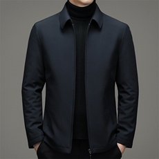 羽绒服男装中年爸爸厚款中老年人白鸭绒翻领宽松外套S2181-P200，男装羽绒服，电商B212（原钱塘6029）