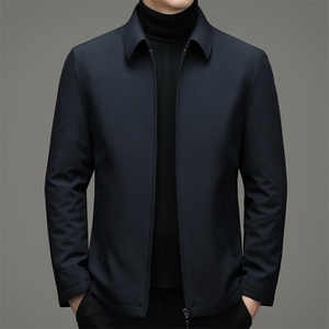 羽绒服男装中年爸爸厚款中老年人白鸭绒翻领宽松外套S2181-P200图片